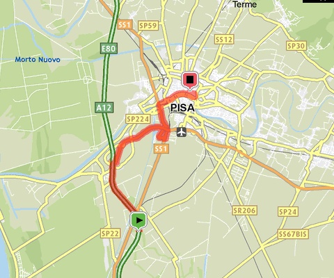 Mappa Uscita Autostrada Pisa centro